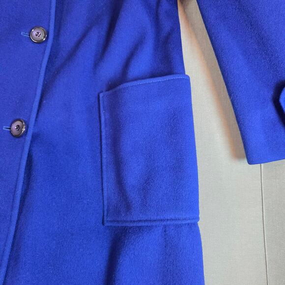 Vintage 80s Jacob-Crowley Wool Overcoat Blue Long Peacoat Made in Canada - Picture 9 of 16